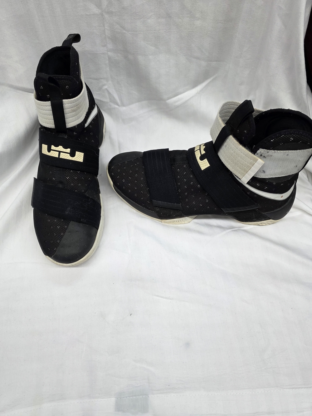 Nike LeBron Soldier Black and White Strap Basketball Shoes